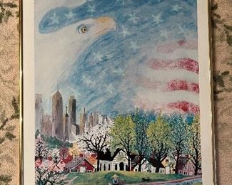 "America, the Light of the World" signed & framed print by Kay Ameche