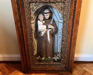 Antique Last Rites Shadowbox St. Anthony