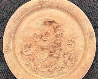 Terracotta angelic round wall hanging