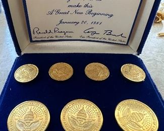 Ronald Reagan & George Bush Inaugural Cuff Links & Medallions (new in box)