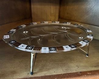 MCM Inland Glass Meat Platter Atomic Starburst Tree of Life Serving Plate Dish