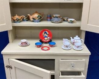 Childs Cabinet And Miniature Dish Sets