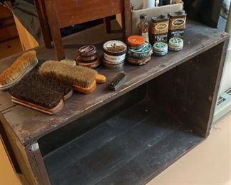 Large Wood Box And Shoeshine Box