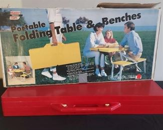 Master Craft Tailgate Portable Plastic Table With Benches