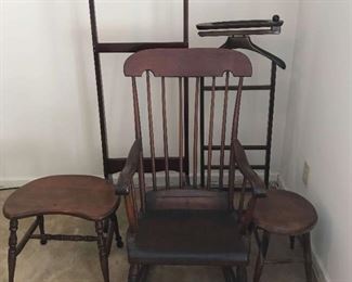 Rocking Chair, Stools And Coat Butler