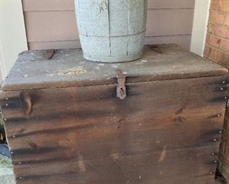 Rustic Wood Storage Box And Barrel