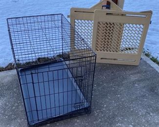 Wire Pet Crate And Plastic Gate