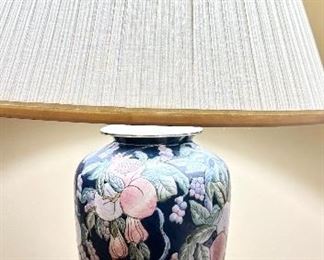 Ming style ceramic vase on footed wood base
