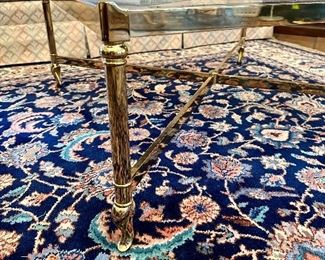 Exceptional Mid Century smoky beveled glass and brass cocktail table. Check it out on 1stDibs!