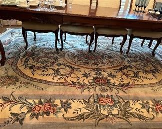 Do you see this lovely floral rug? It's actually beautiful shades of soft blue, light salmon, and deep red! Seriously, is! I can't wait for you to see it!