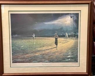 Hog Heaven by Herb Booth, Signed and Numbered Lithograph. Features Texas artists John Cown, Herb Booth, and Al Barnes, all depicted in this rendition by Herb Booth!