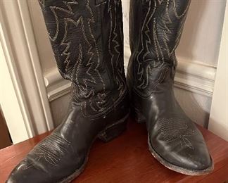 Justin, dark brown, leather, mid calf, cowboy boot. Size 10 D