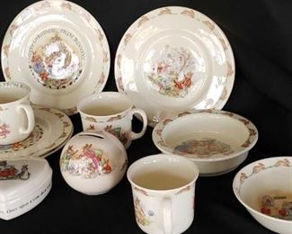 Bunnykins Royal Dolton Lot of 10 Pieces Plus Wedgewood Bunny Heart Ticket Dish