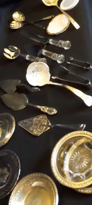 Silver Plate and Other Serving Lot 19pcs