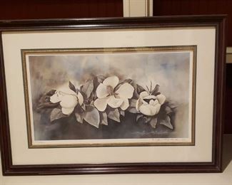 Framed Magnolia Print, Signed