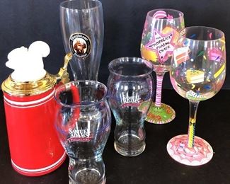 Assorted Beer Glasses Stein Wine Glasses