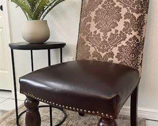 Damask Leather Accent Dining Chair $225