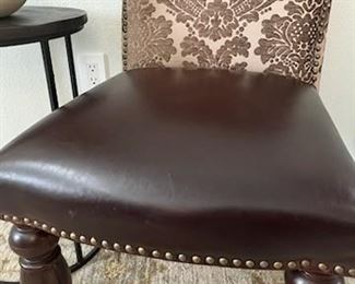 Closer view of Damask Leather Dining Chair