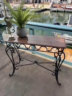 Metal & Faux Marble Sofa Table $275