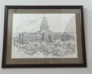 Texas State Capitol Wall Art, custom framed $75
