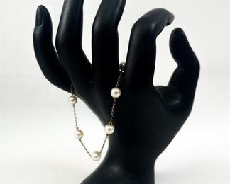 Fine Mikimoto 6mm Pearls 14K Yellow Gold 7.5" Bracelet