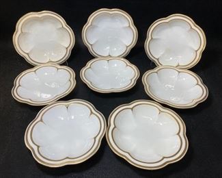 8 Mintons Tiffany & Co New York Made in England Fine Porcelain Gilded Scalloped Bowls