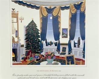 1995 Lithographed Signed Bill & Hillary Clinton White House Holiday Card