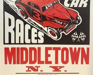 Vintage Middletown New York Stock Car Races Every Saturday 8:30 PM 19x25in Poster