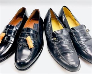Bostonian Classics Black All Leather Tassel Moccasin Dress Loafer Shoes Size 9M And Embassy Collection Hanover Black Leather Dress Loafer Shoes Mens 