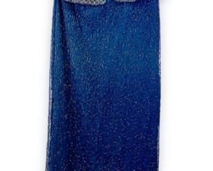 Vintage Brilliante By J.A. Full Length Beaded Dress W Attached Jacket W Silver Trim Size M