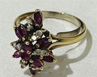 Vtg Starburst Sapphire and Diamond14K Gold - Pink Ring (5.5g) 