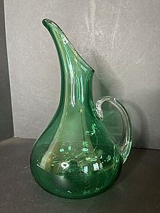 STUNNING Green Art Glass Pitcher and/or Decanter 