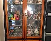 Asian Style Curio Cabinet On Casters Glass Shelves Mirror Backed Contents Not Included