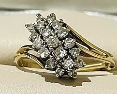 Vintage Diamond 14K Waterfall Ring 
