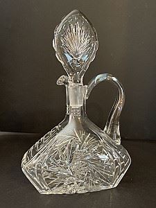STUNNING Vintage Bleikristall Crystal Cruet and/or Liqueur Carafe with Etchings 