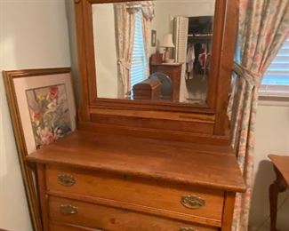 Antique oak dresser with mirror 