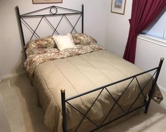 Iron and brass full size bed with nice mattress!