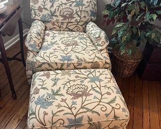 Very comfortable upholstered chair and ottoman