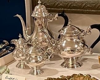 Beautiful 4 piece tea set silver plate, India