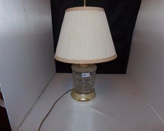 heavy leaded crystal lamp with gold tone accents