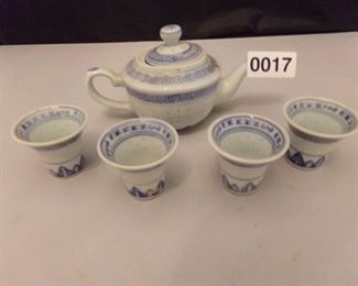 Vtg Chinese Decorative rice/tea cup and pitcher