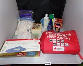 NIB Sunbeam heating pad, American Red Cross First Aid Kit