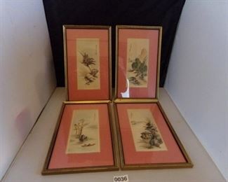 Lin Fu Yang framed signed Four Seasons framed artwork