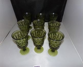 Vtg avocado wine and water goblets