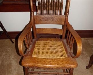 Antique Victorian Cane bottom rocking chair