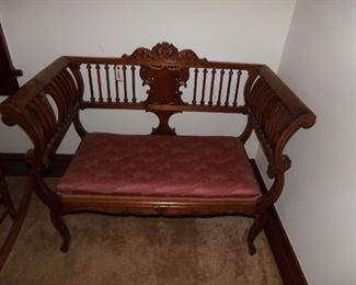 Antique carved entry bench