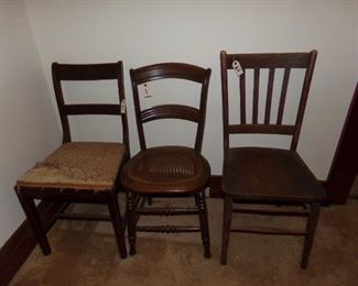 trio of kitchen chairs cane bottom chair in great shape