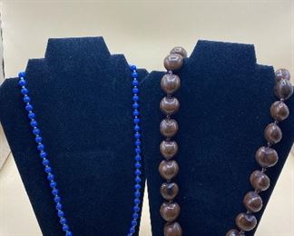Blue Brown Beaded Necklaces