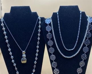 Five Silver Colored Necklaces