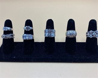 Seven Clear Stoned Rings